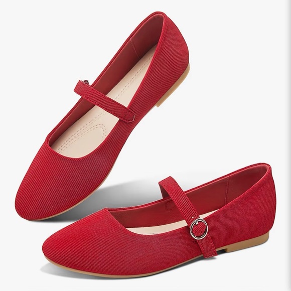 cusolema Shoes - NWT Women's Red Mary Jane Flats with Comfortable Strap sz 7.5